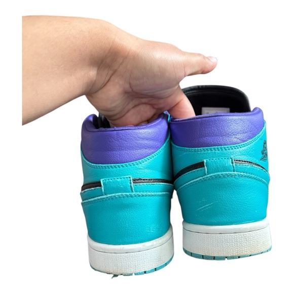 Jordan 1 Mid Purple and Teal Shoes - Picture 2 of 5